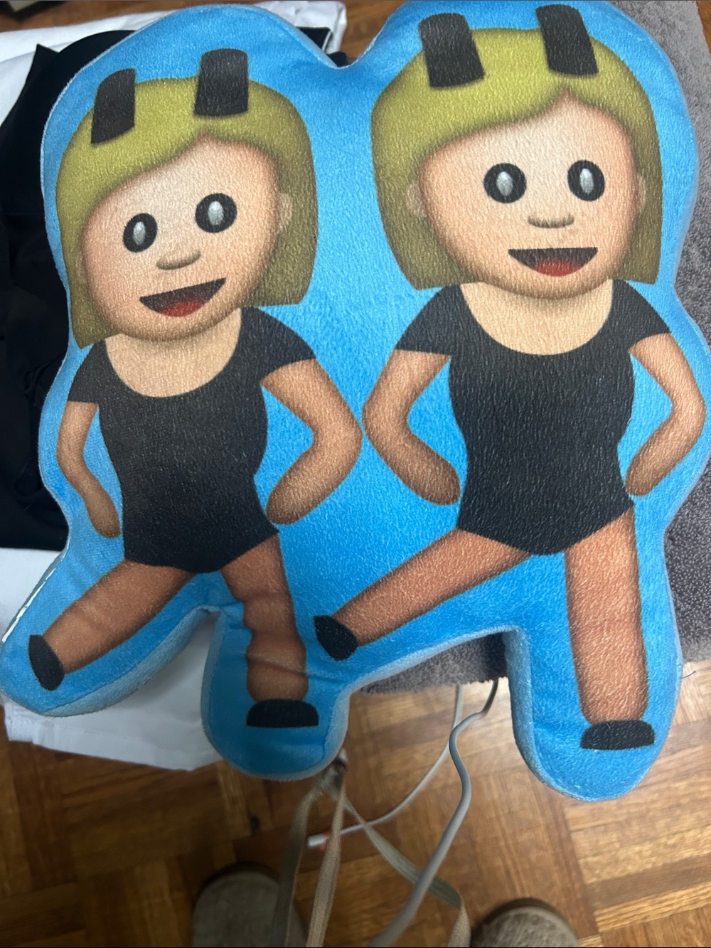 Plush Twin Dancer Emoji Pillow - Blue